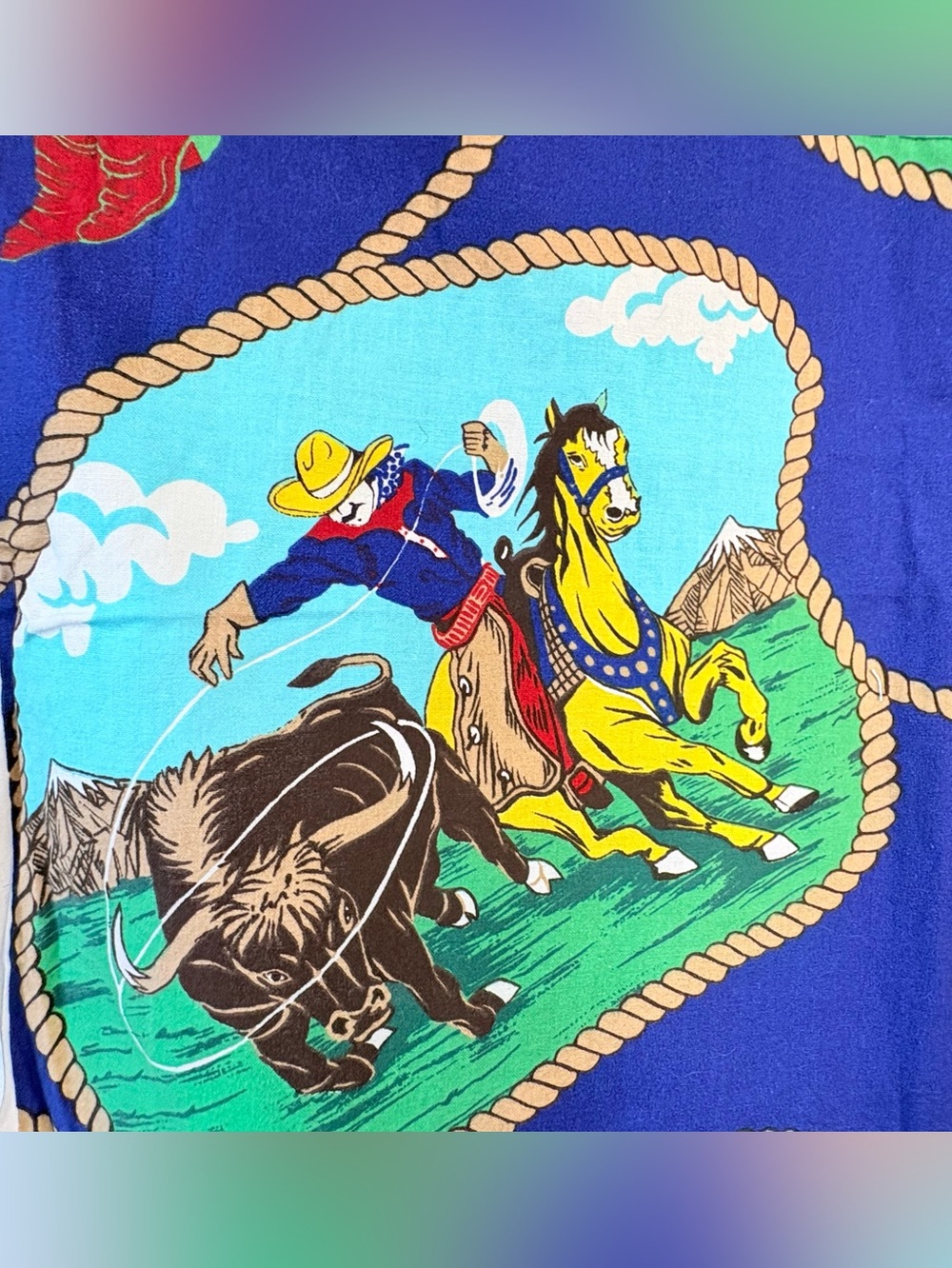Vintage Princess Fabrics Cowboy Rodeo Western Fabric ~ 2 Yards - Picture 2 of 7